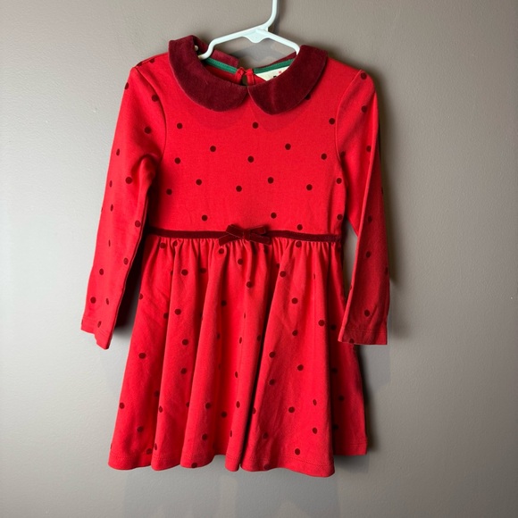 Boden Red Peter Pan Collar Polka Dot Dress 2-3Y G4478 - Picture 2 of 10